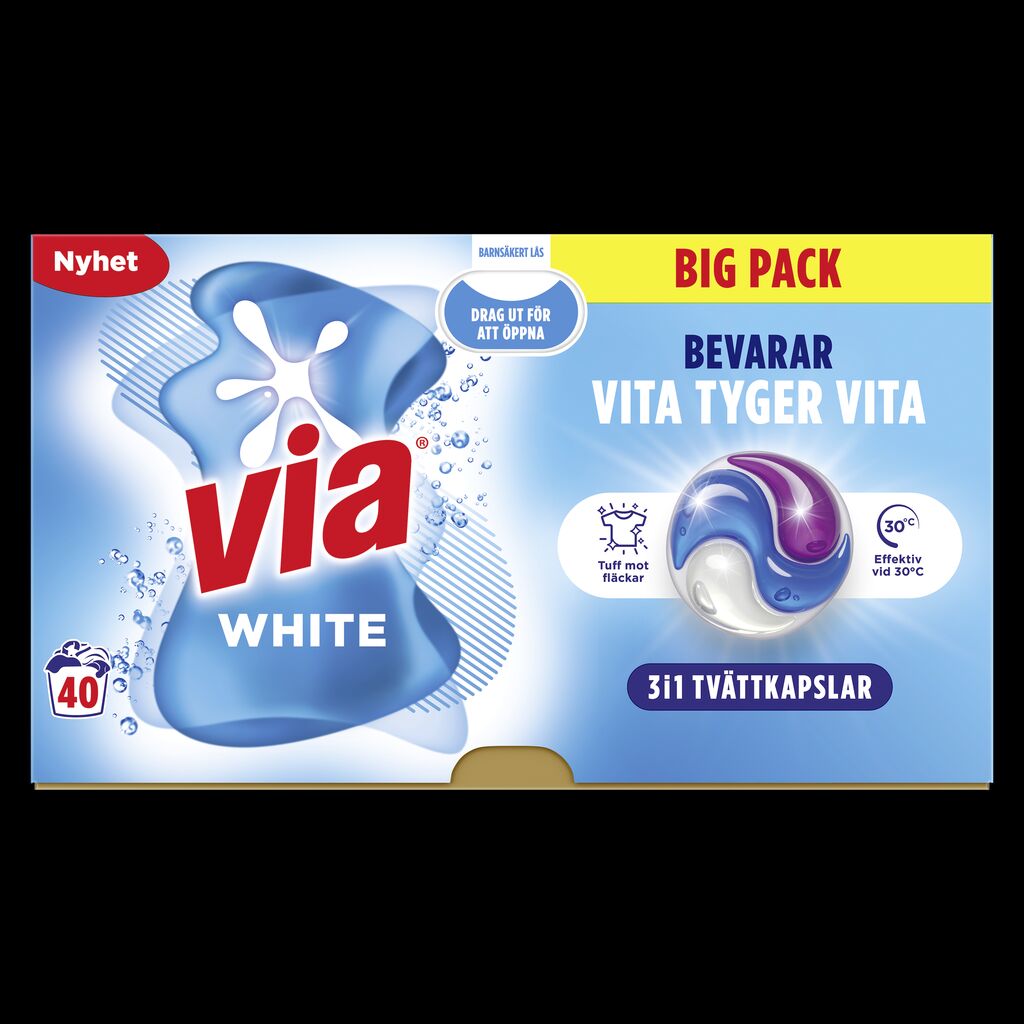 Via White Tvattkapslar 3x40st